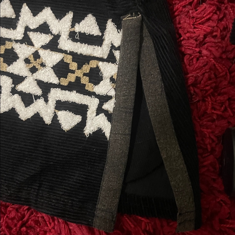 We The Free Black Corduroy Jacket/ Cardigan with White and Tan Patterns ) - Picture 4 of 11
